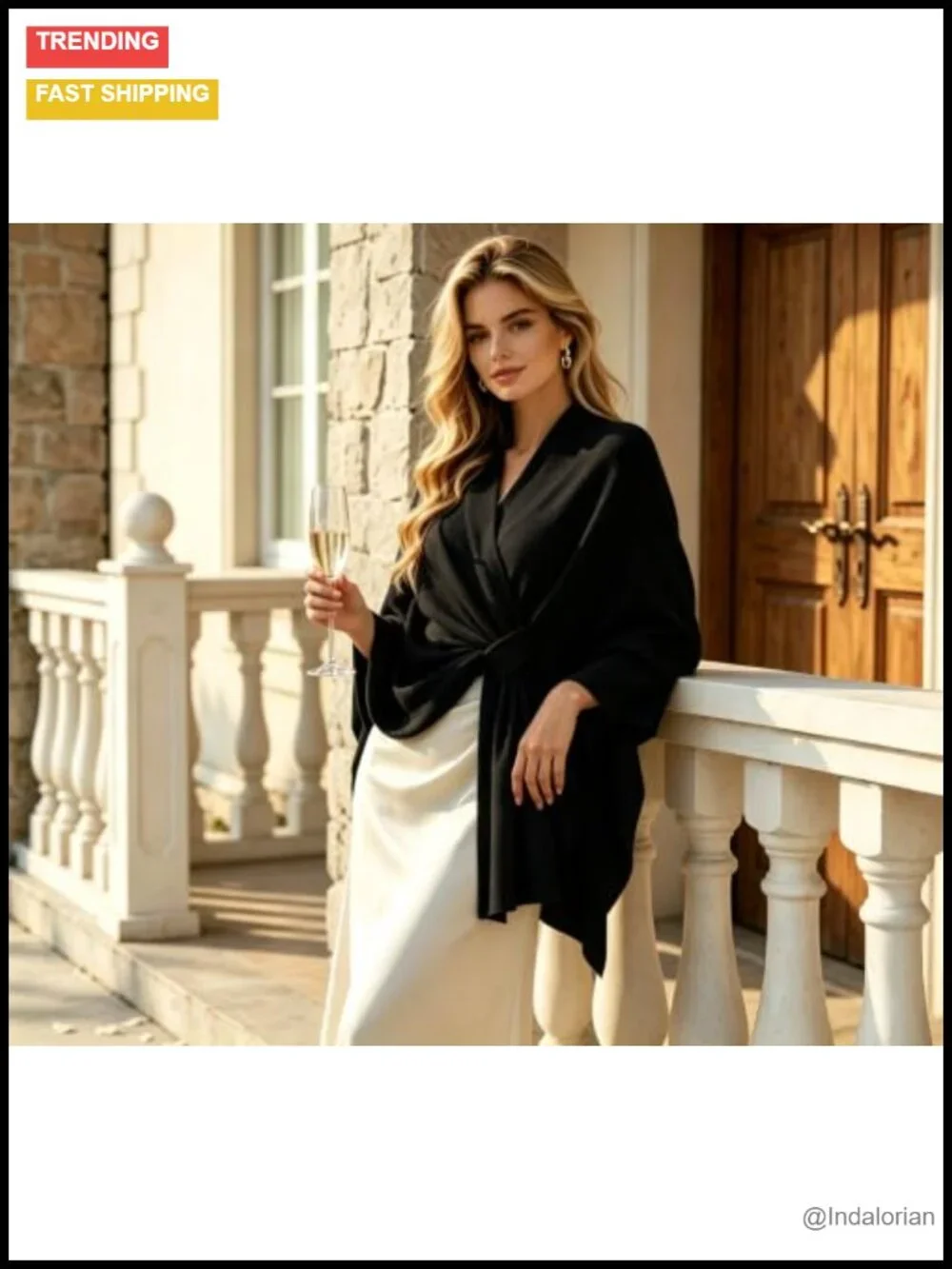 Elegant Poncho Sweater Wrap Cross Front Shawl for Fall Winter Evening
